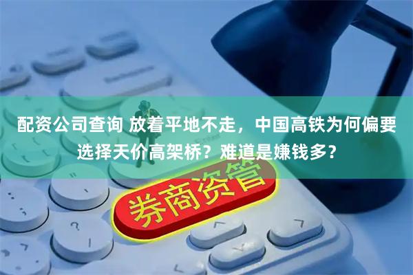配资公司查询 放着平地不走，中国高铁为何偏要选择天价高架桥？难道是嫌钱多？